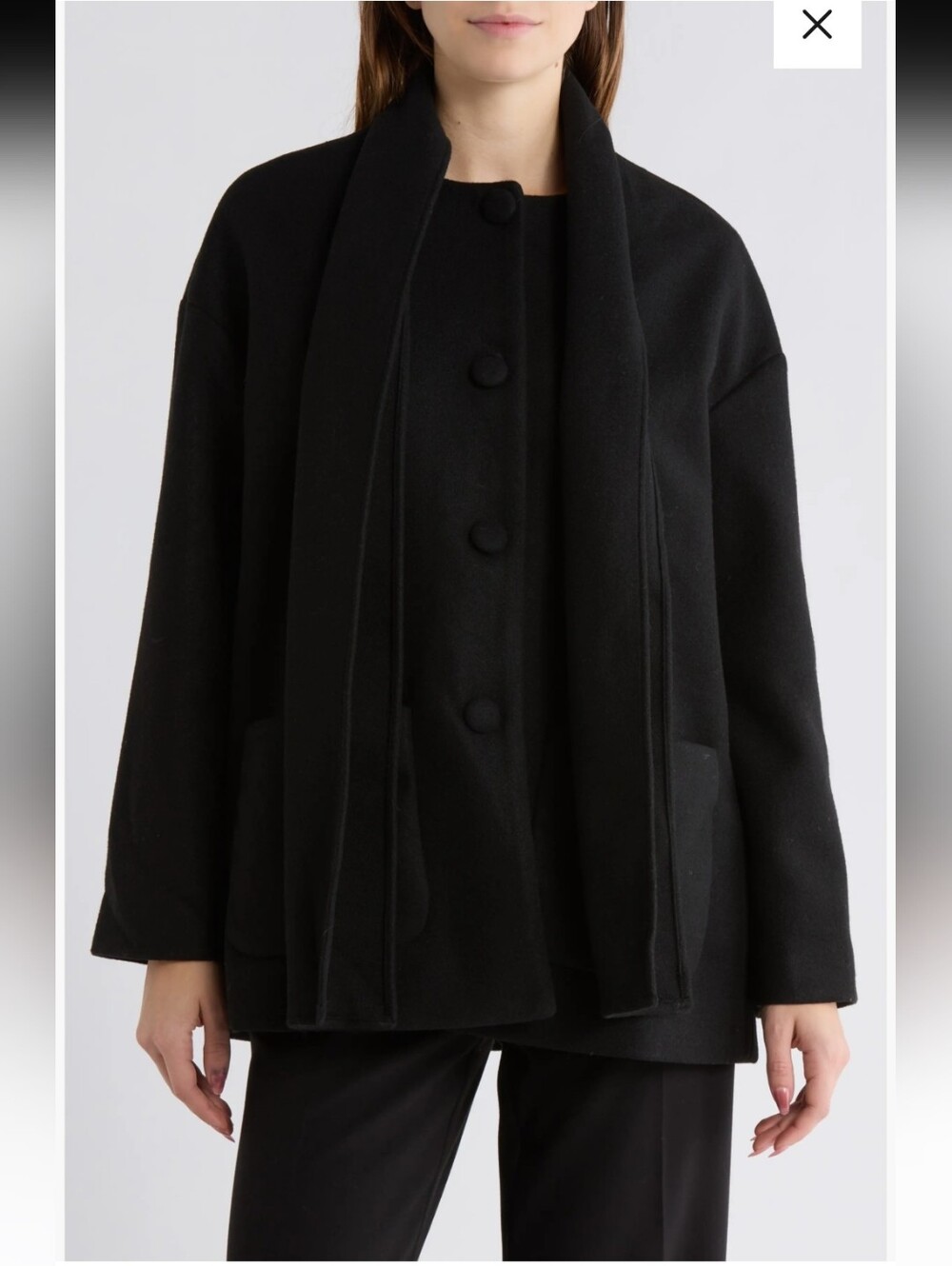 New Hutch Scarf Jacket Button Up Oversized A Line Single Breasted Peacoat